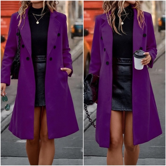 BellanBlue Jackets & Blazers - BellanBlue Purple Double-Breasted Trench Coat